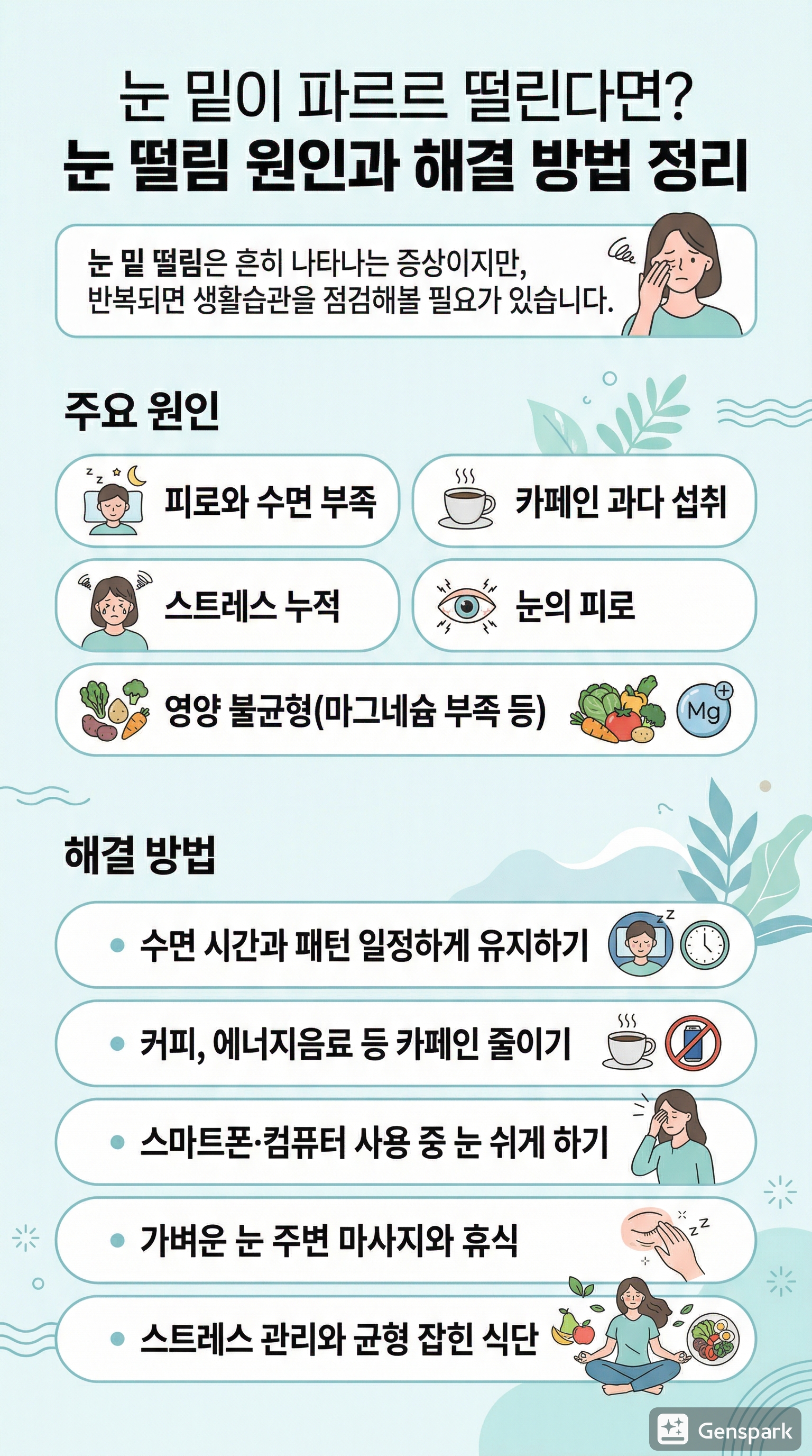 눈 떨림 계속되는 이유, 눈 밑 떨림 해결 방법까지 한 번에 정리