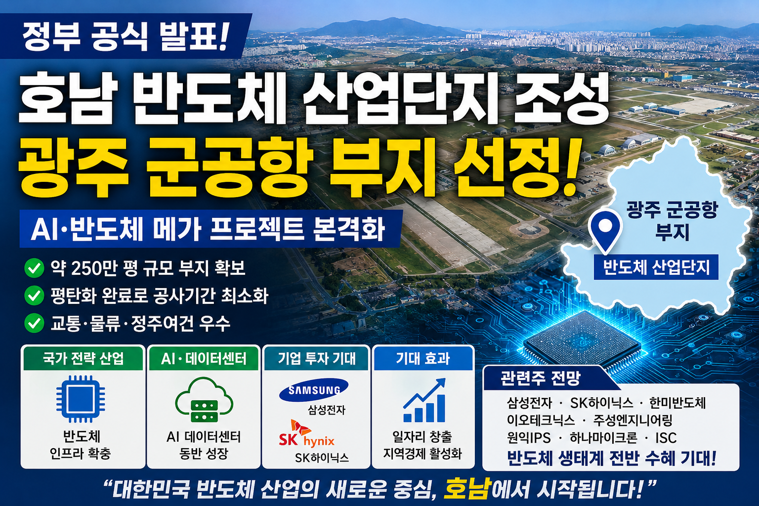 호남 반도체 산업단지 조성｜광주 군공항 부지 선정, 반도체 관련주 전망 총정리