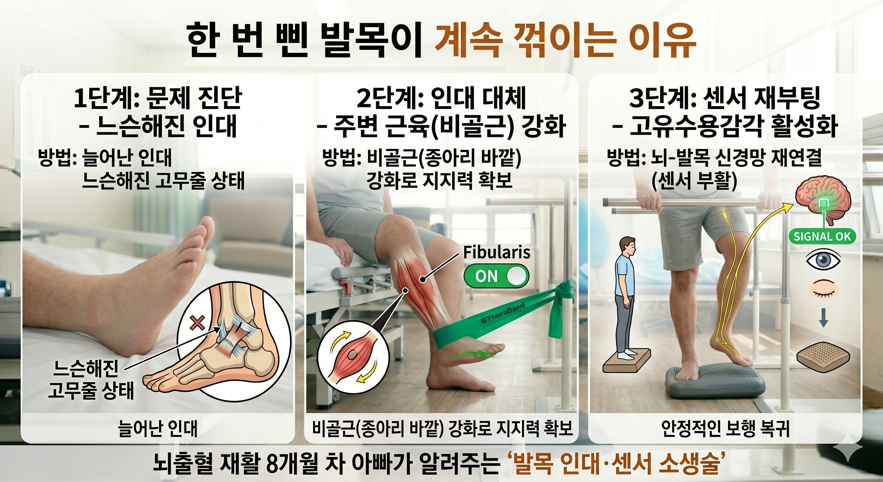 한 번 삔 발목이 계속 꺾이는 이유: 뇌출혈 재활 8개월 차 아빠가 알려주는 '발목 인대&middot;센서 소생술'