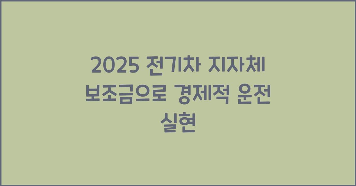 2025 전기차 지자체 보조금