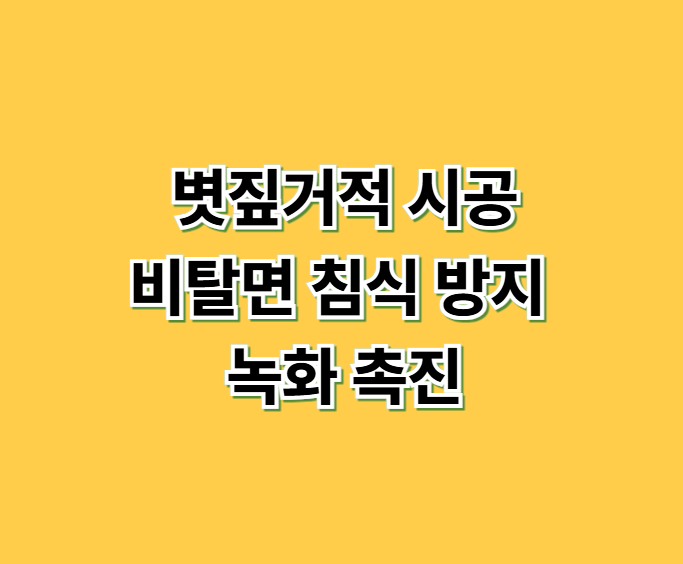 볏짚거적 시공 비탈면 침식 방지 및 녹화 촉진