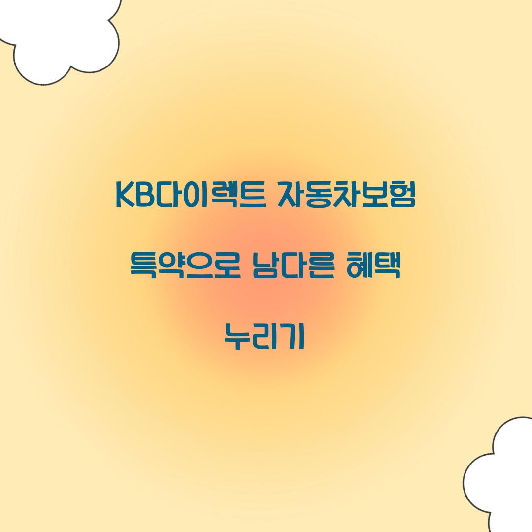 KB다이렉트 자동차보험 특약