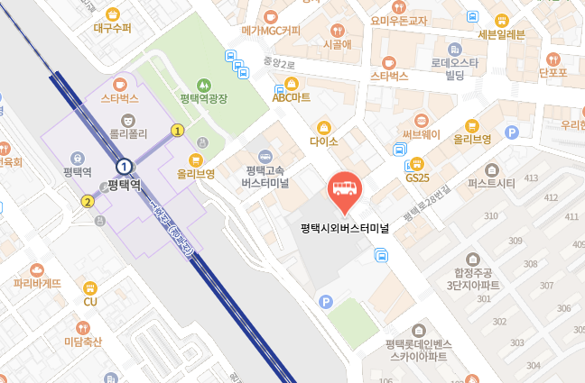 평택시외버스터미널 위치-지도