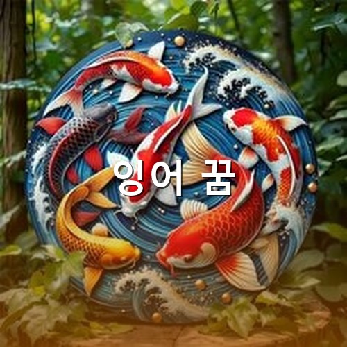 푸른물결위로-검정-빨강-노랑-알록달록한-잉어들이-춤추고있는-모습