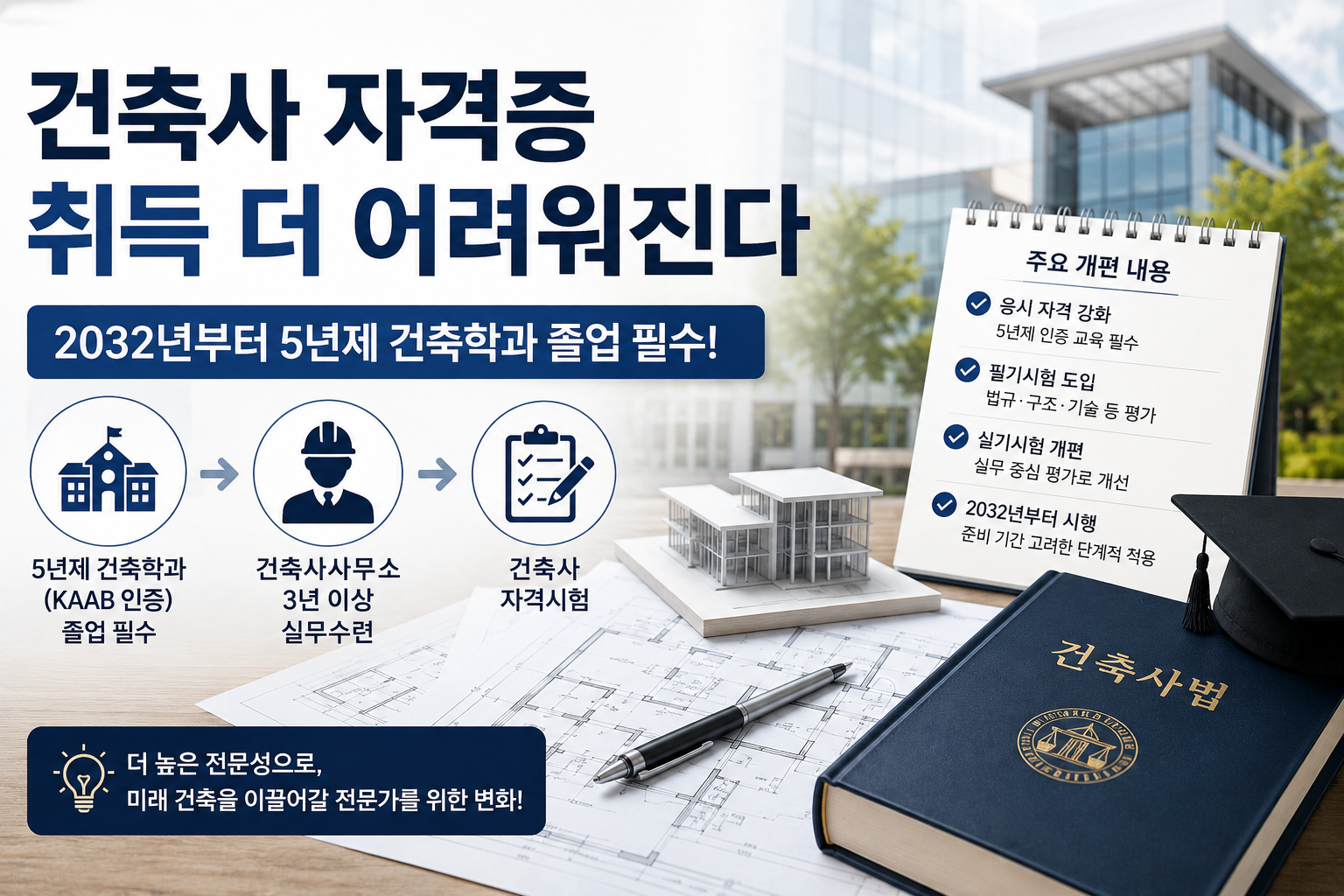 건축사 자격증 취득 더 어려워진다&hellip;5년제 건축학과 졸업 필수