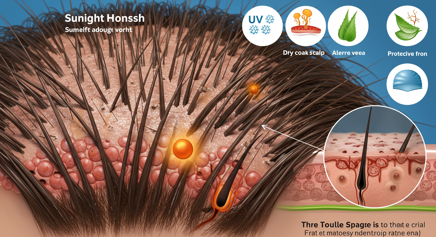 "자외선 손상과 모낭 세포 파괴"에 대한 이미지입니다.