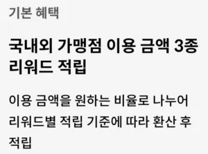 국내외 가맹점에서 3종 리워드 적립