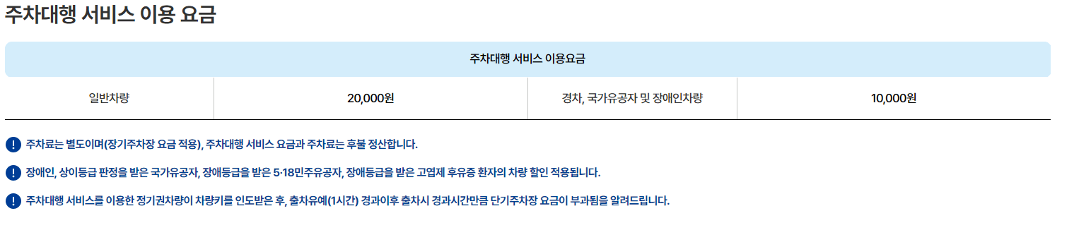 인천공항 주차대행 요금