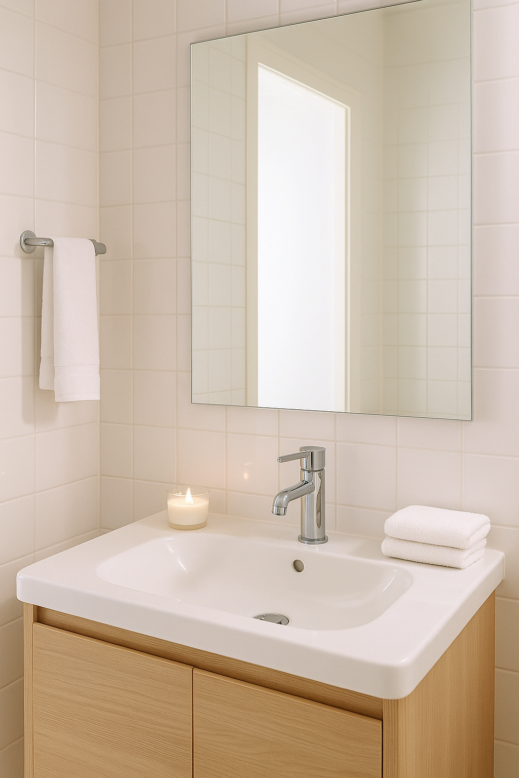 화이트톤의 밝고 깨끗한 욕실 인테리어