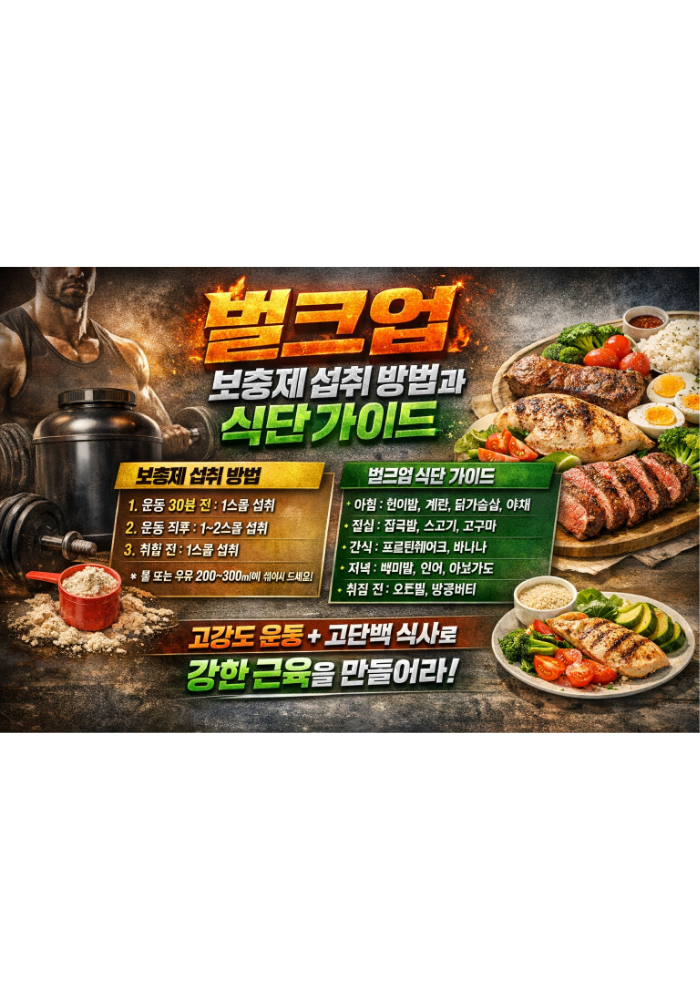 1. 벌크업 보충제 섭취 방법과 식단 가이드