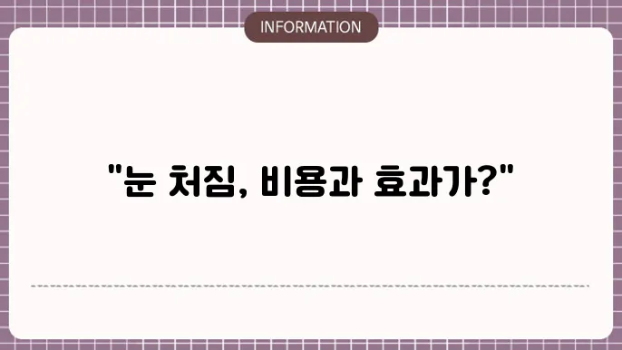 눈처짐 수술비용 - 비용과 효과 비교