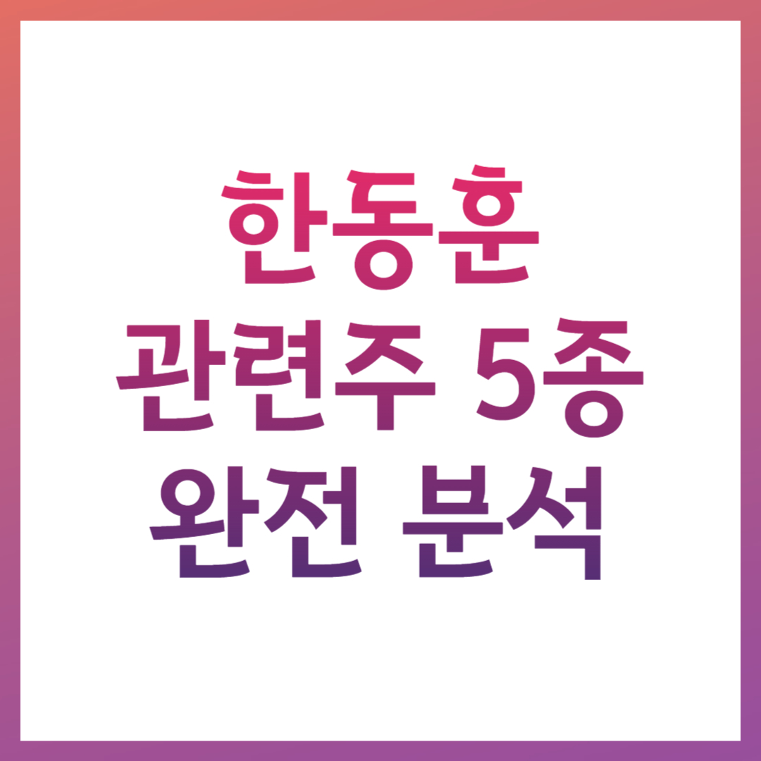 한동훈 테마주 관련주 정치 급등주 완전 분석