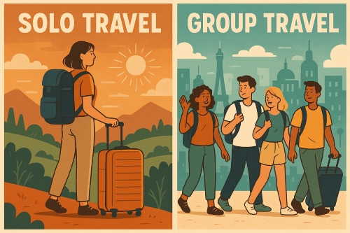 솔로vs단체 여행 관련 사진