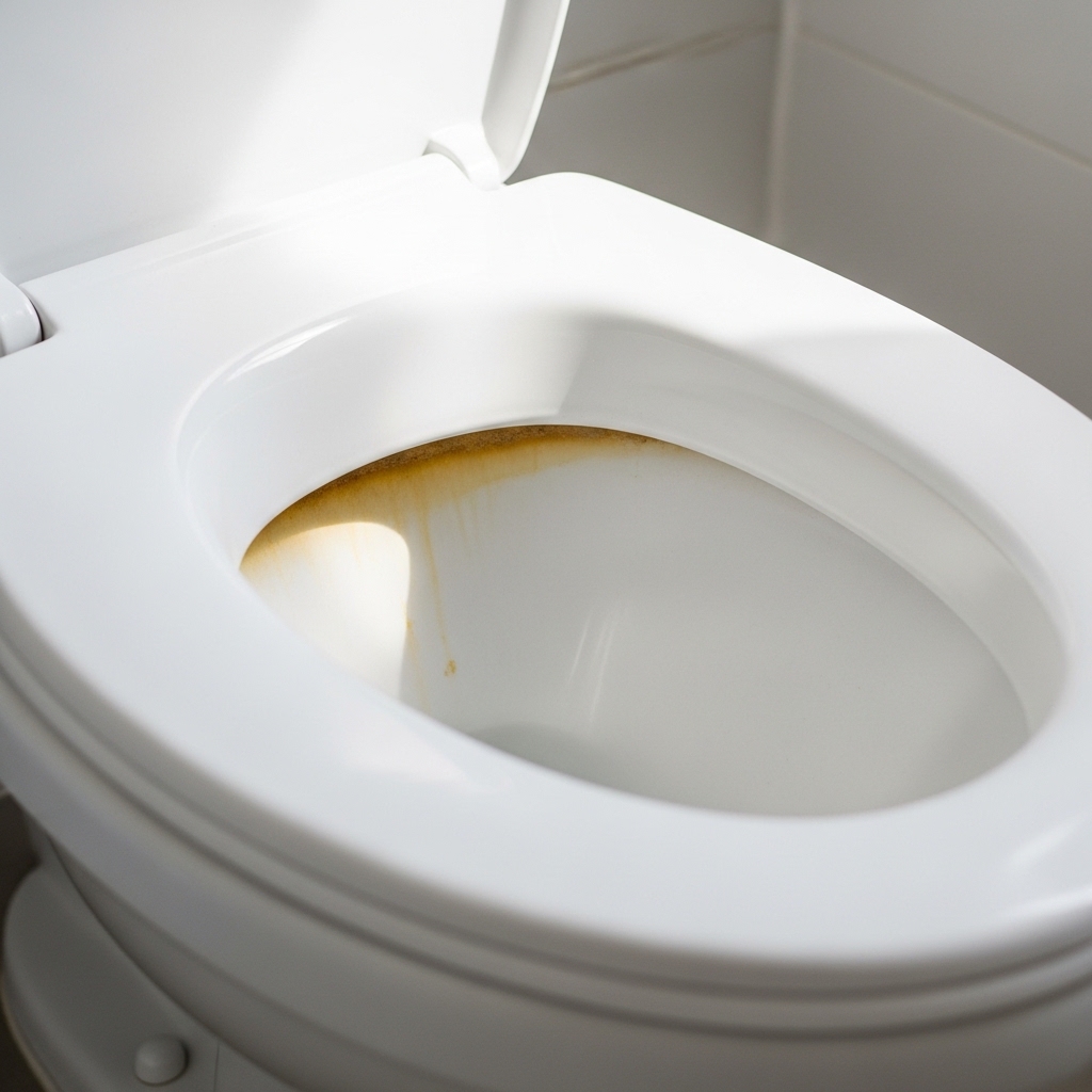변기 누런 때 요석 제거 전 모습