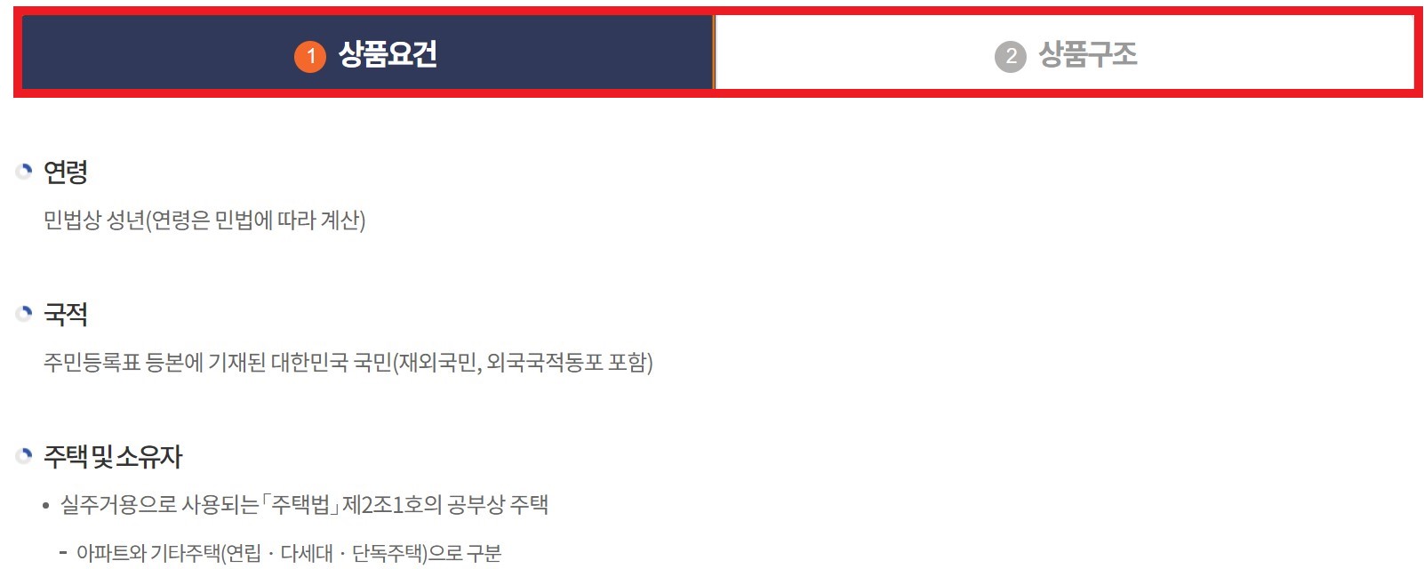 상품요건, 상품구조