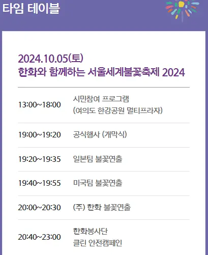 서울세계불꽃축제-2024-타임-테이블