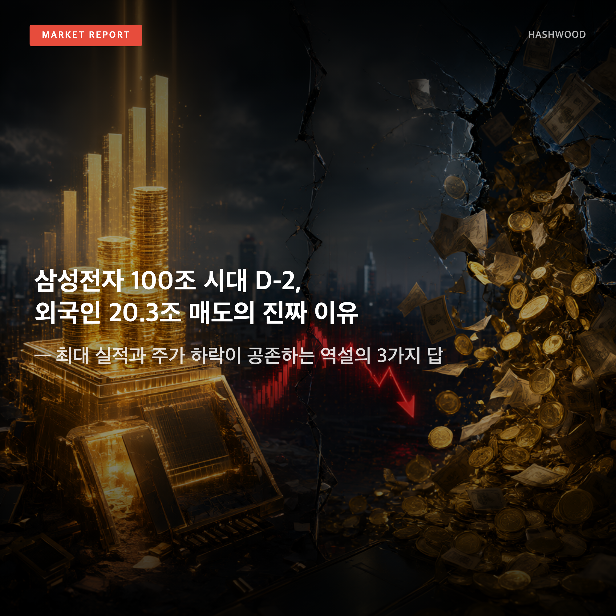 그림: 삼성전자 100조 시대 D-2, 외국인 20.3조 매도의 진짜 이유 — — 최대 실적과 주가 하락이 공존하는 역설의 3가지 답