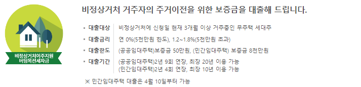 비정상거처 이주지원 버팀목전세자금 공공임대주택