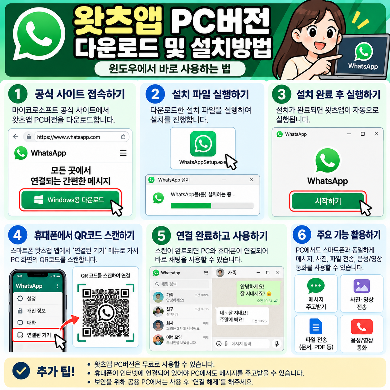 왓츠앱 PC버전 다운로드 및 설치방법, 윈도우에서 바로 사용하는 법