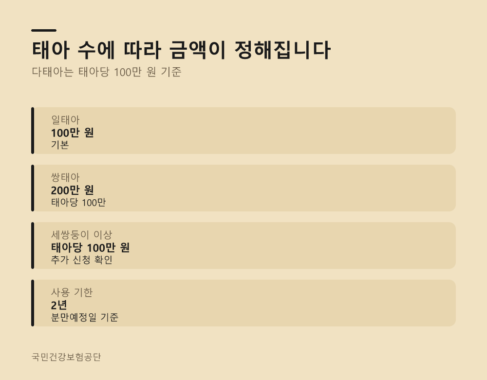 태아 수에 따라 금액이 정해집니다