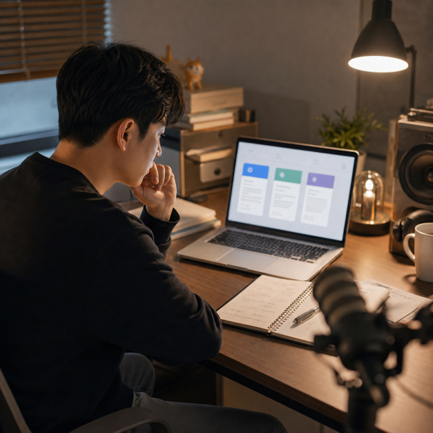 챗GPT 관련 상황을 확인하는 한국인 실사 이미지 3