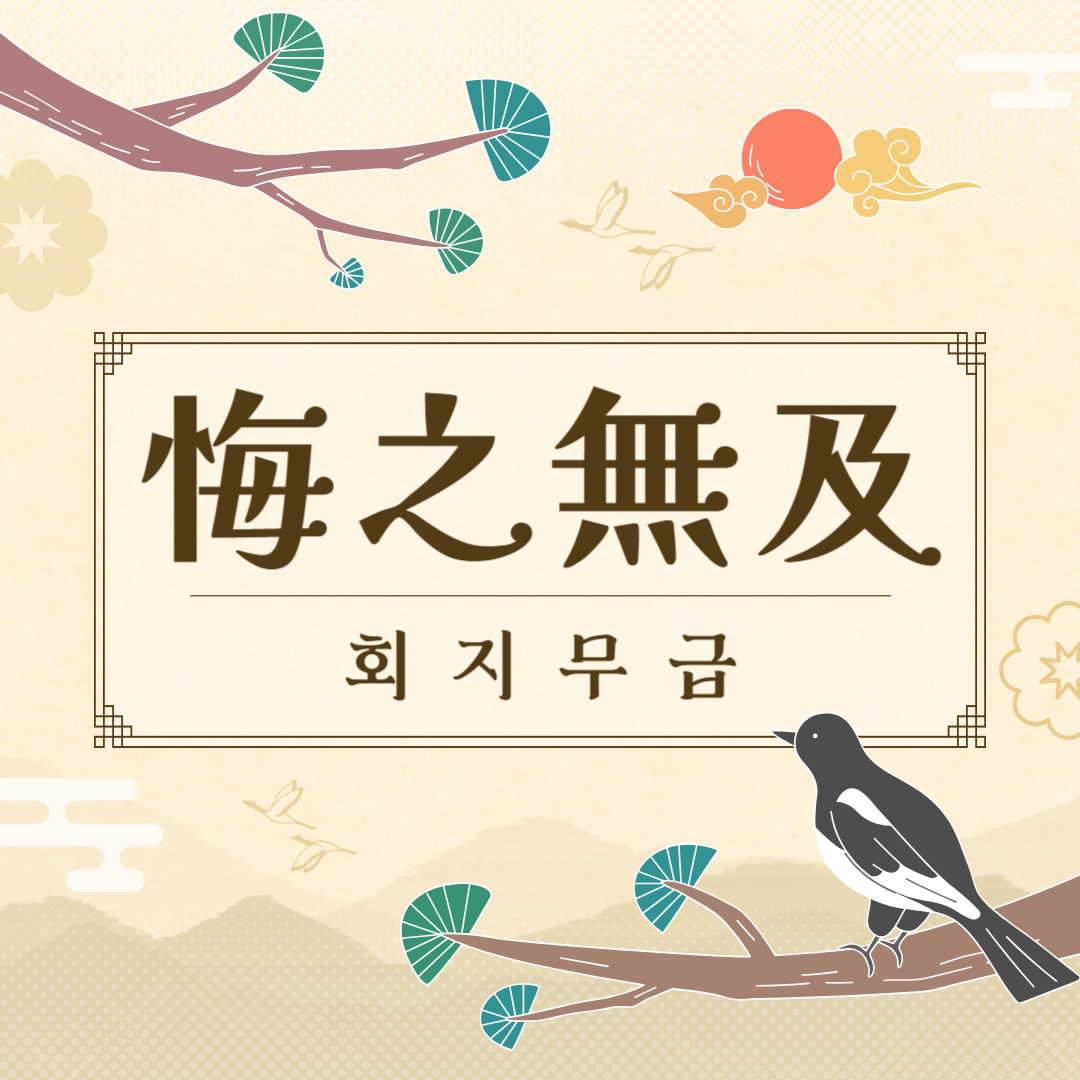 회지무급(悔之無及) 뜻, 유래, 예문, 반대말, 유의어