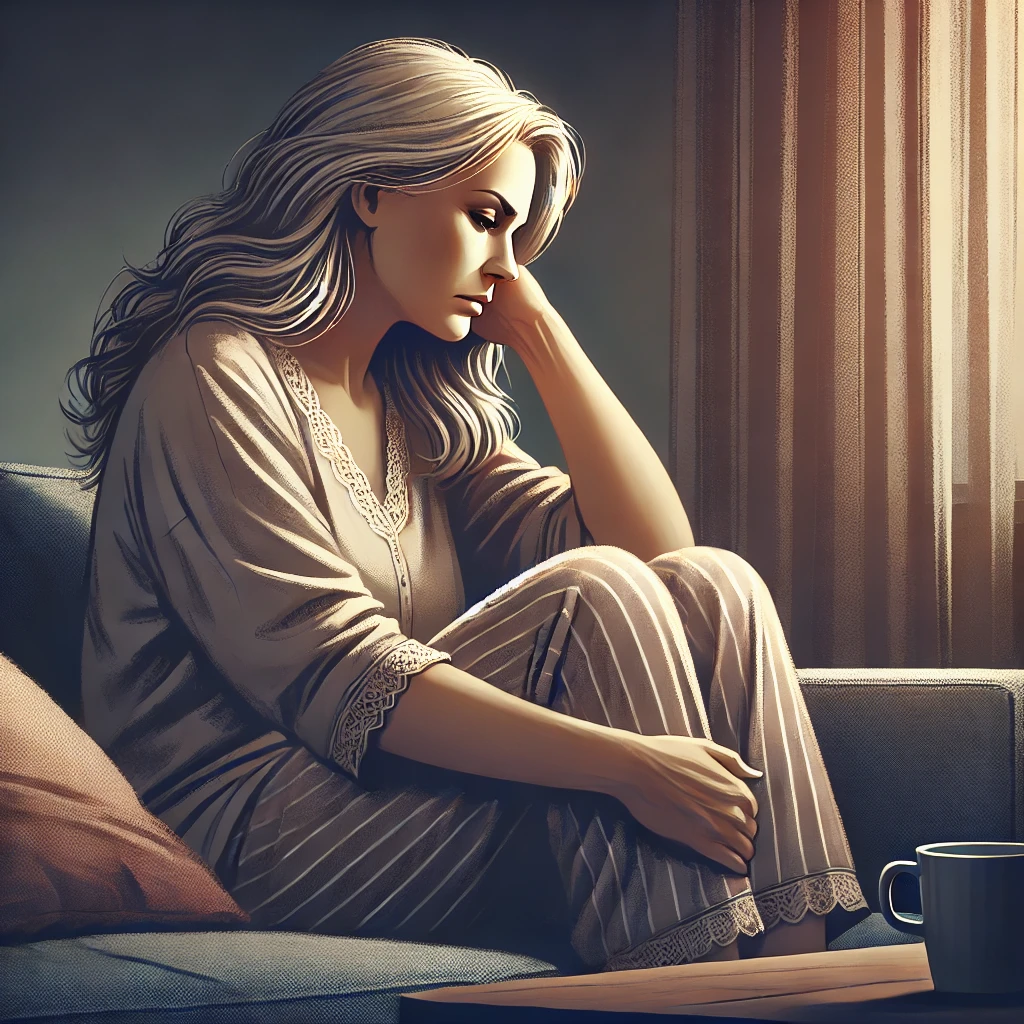 폐경으로 우울증에 걸린 여성 그림