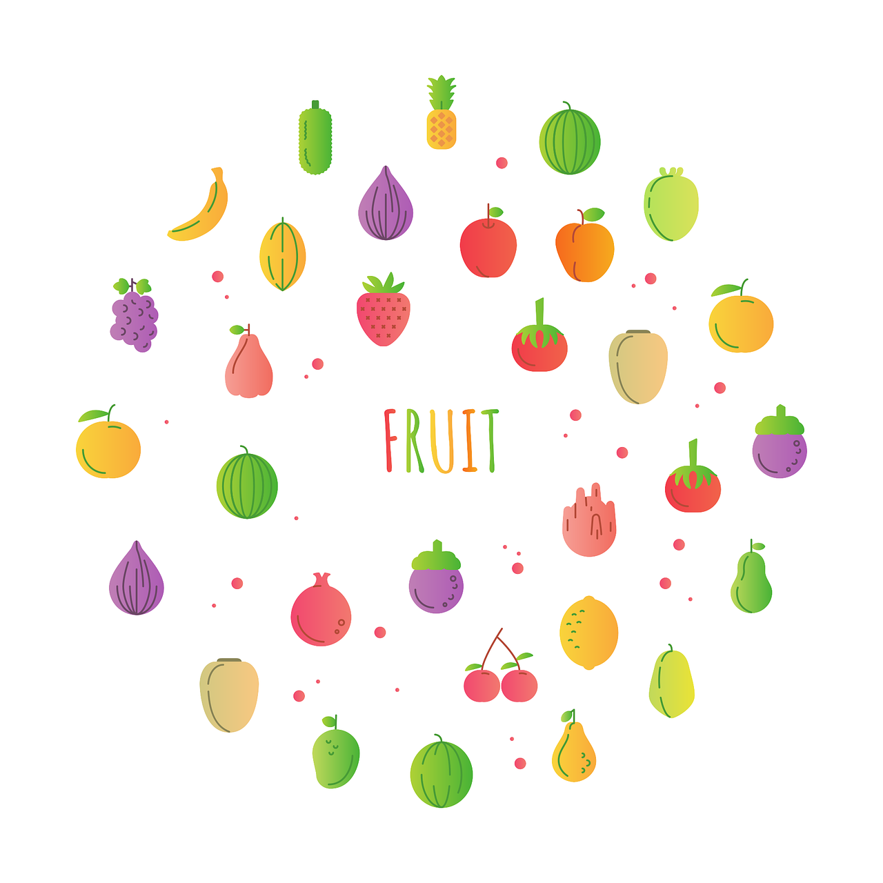 다양한 과일과 채소의 그림들