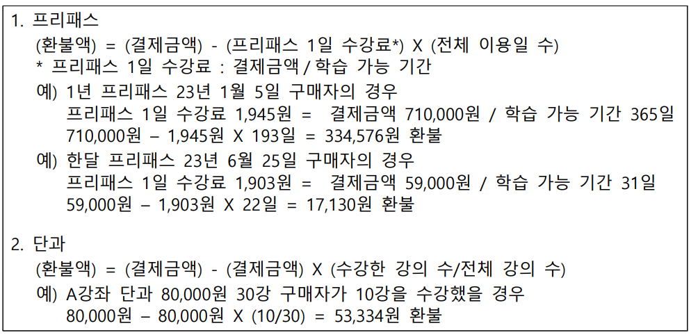 EBS 중학 프리미엄 환불 계산