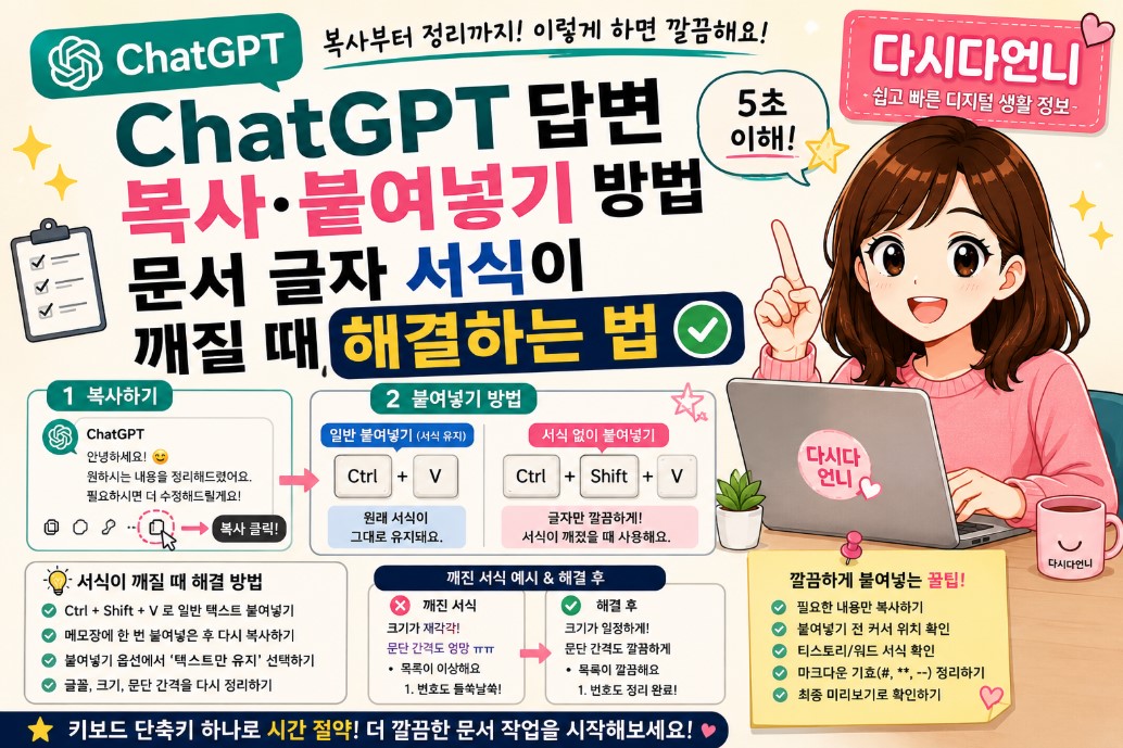 ChatGPT 답변 복사·붙여넣기 방법|문서 글자 서식이 깨질 때 해결하는 법