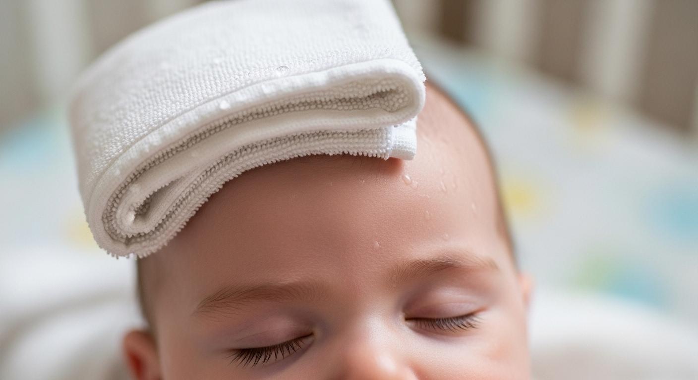 아기 열날때 물수건