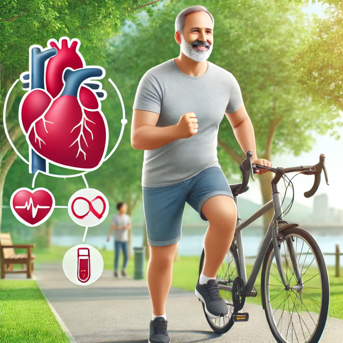 체중 감량을 위해 운동하는 중년 남성의 모습