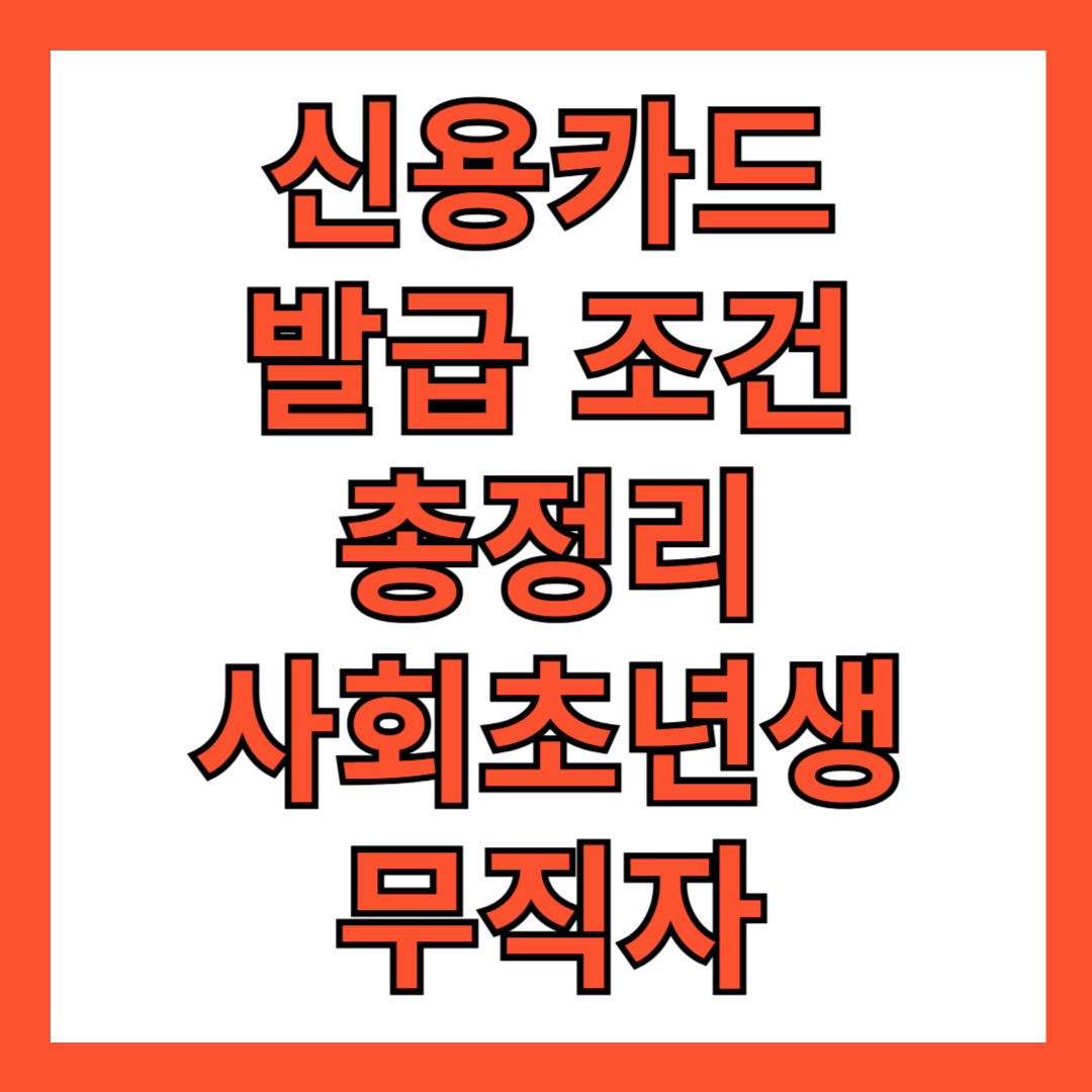신용카드 발급 조건 총정리- 사회초년생부터 무직자까지
