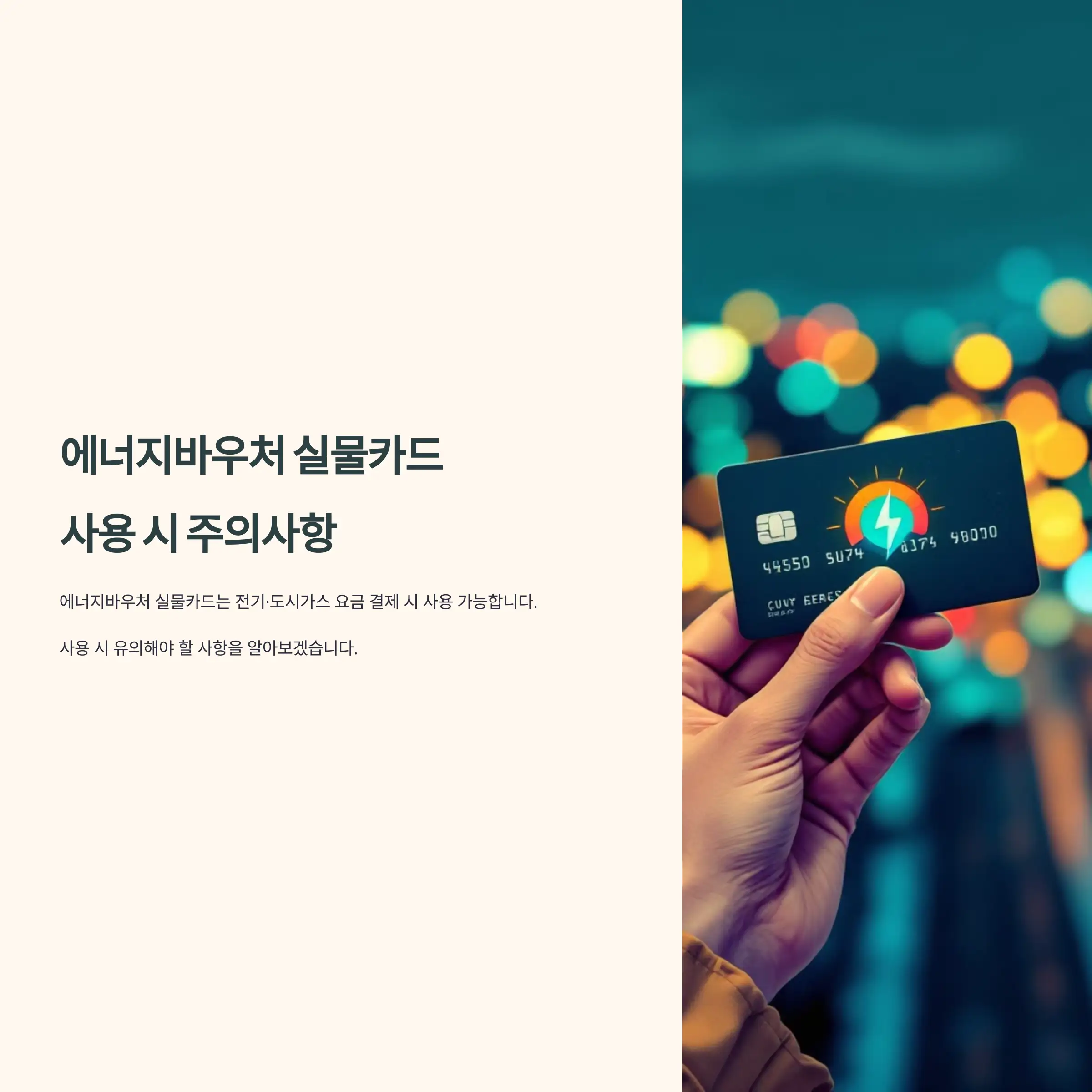 에너지바우처 실물카드 사용 시 주의사항