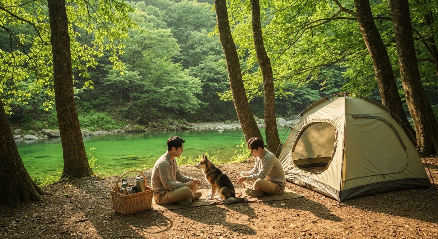 반려견 동반 캠핑장 풍경