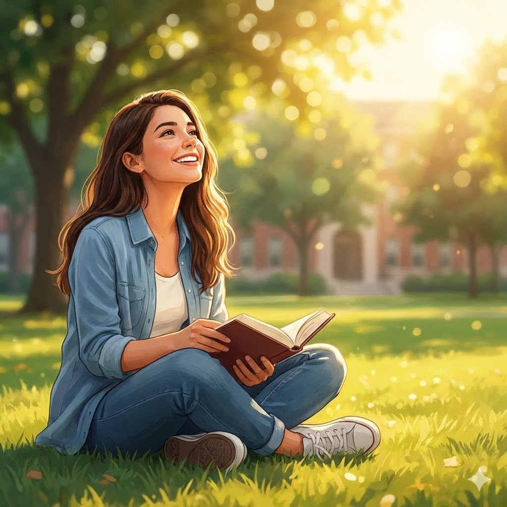 장학금 받고 기뻐하는 대학생의 캠퍼스 라이프