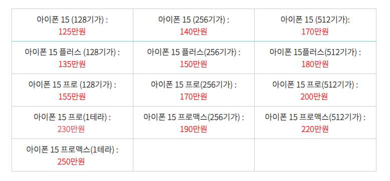 아이폰 15 가격