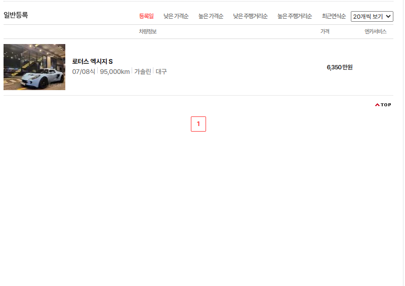 로터스 엑시지 중고차 가격 시세표 연비