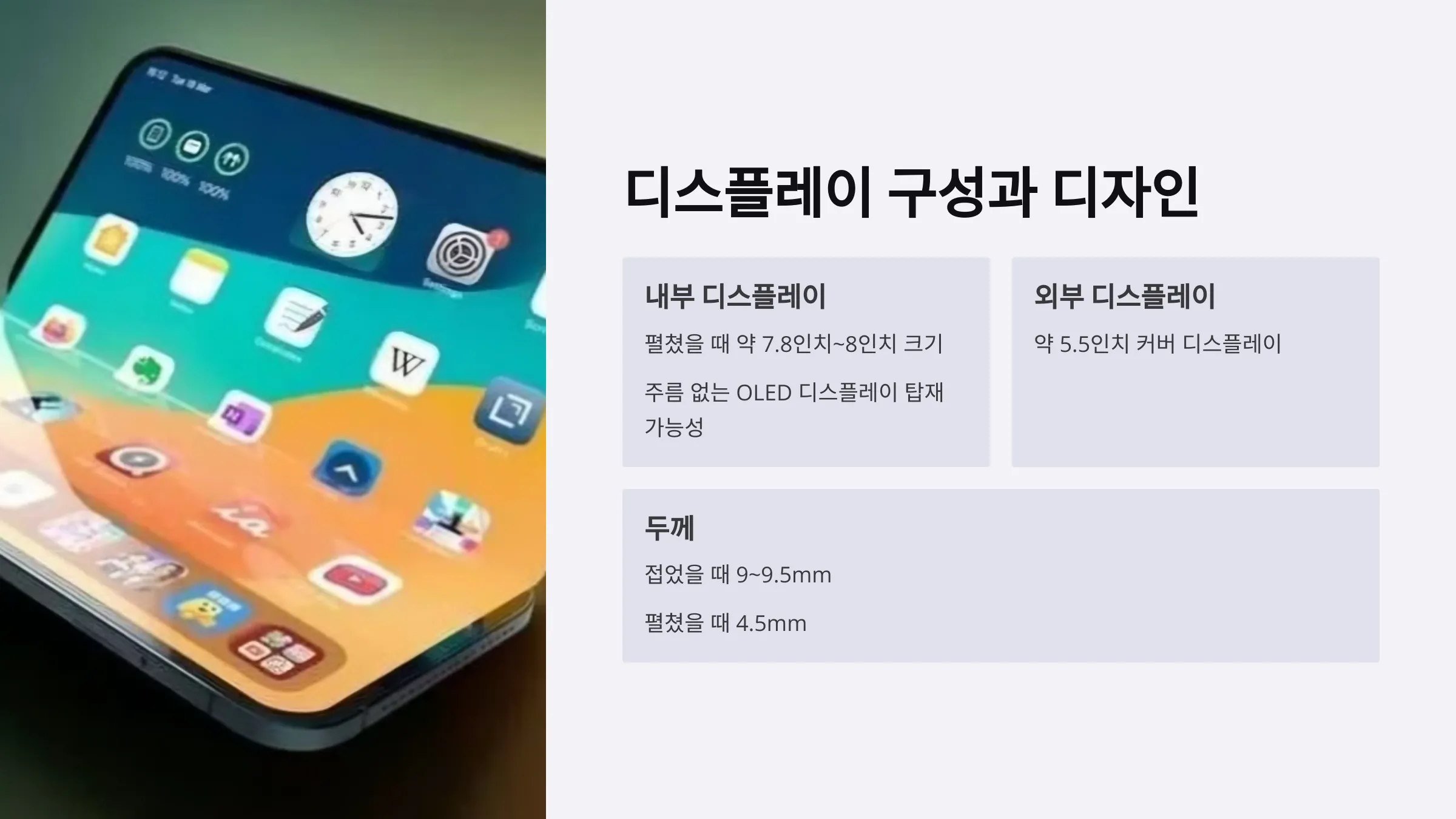 폴더블 아이폰의 디자인과 디스플레이 구성