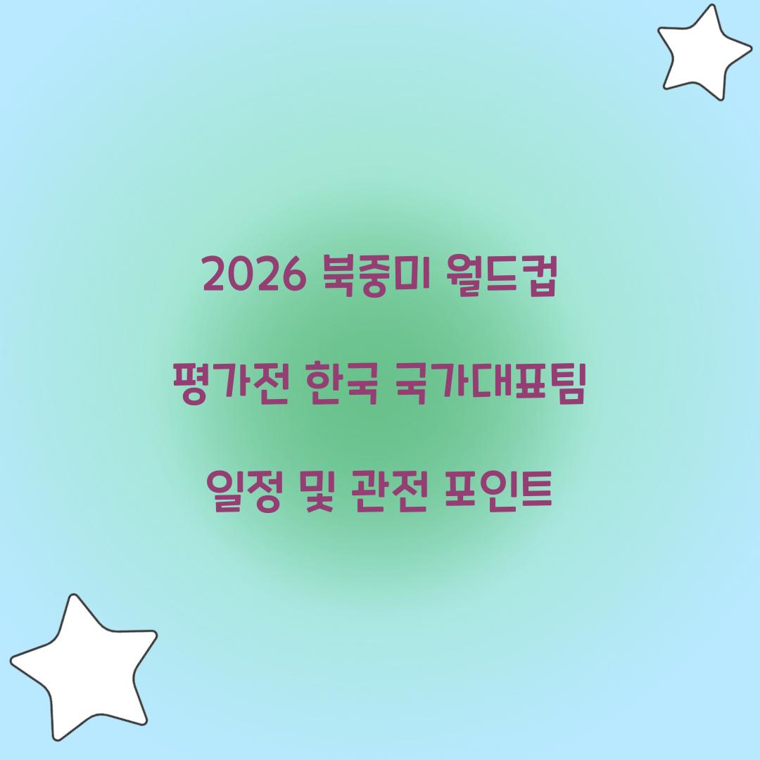 2026 북중미 월드컵 평가전