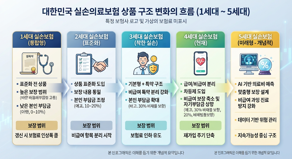 실손보험 1세대부터 5세대 변화