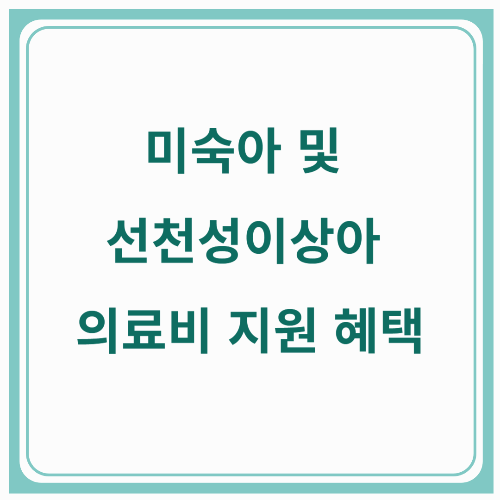 미숙아 및 선천성이상아 의료비 지원 혜택 알아보기