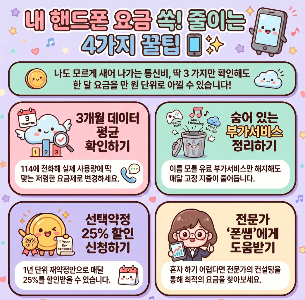 핸드폰 요금 줄이는 4가지 꿀팁