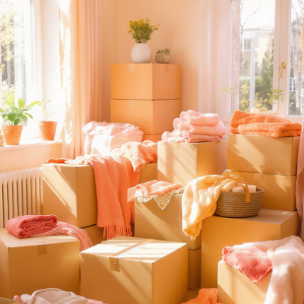 포장된 이삿짐들