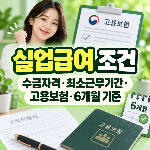 실업급여-조건-수급자격-최소근무기간-고용보험-6개월