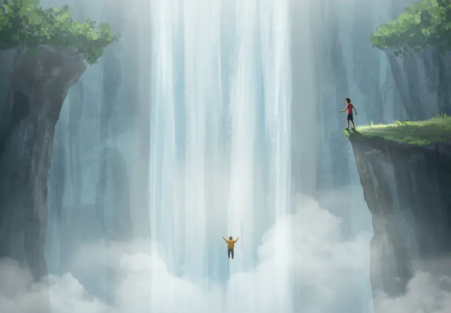 폭포위에서 뛰어내리는 꿈
