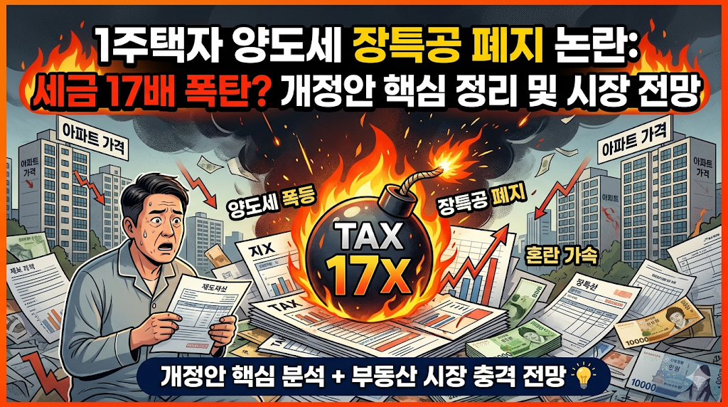1주택자 양도세 장특공 폐지 논란: 세금 17배 폭탄? 개정안 핵심 정리 및 시장 전망