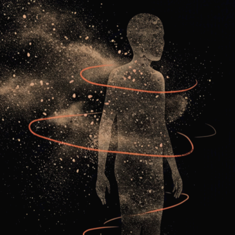 인간 형체 주위의 실내먼지 표현