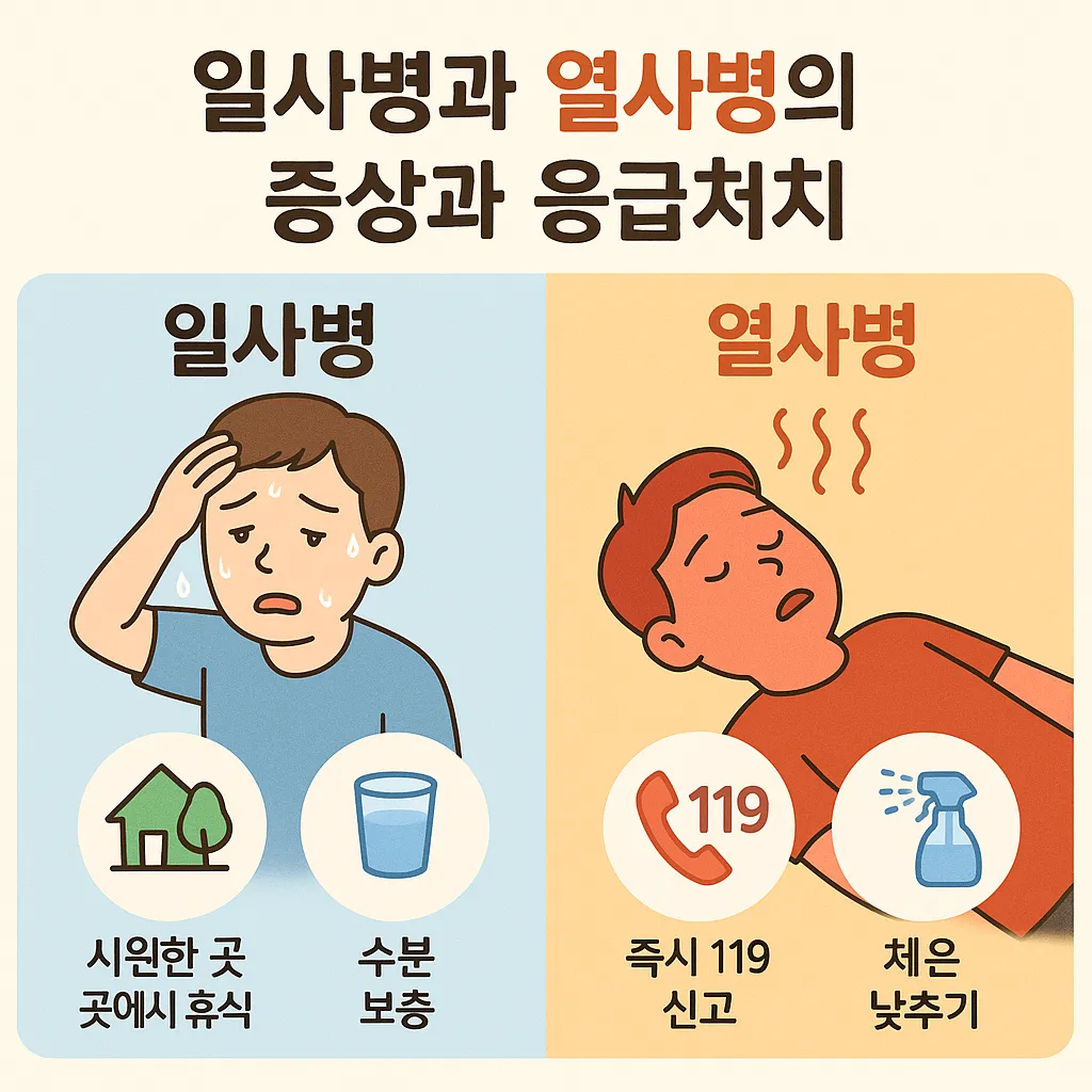 일사병과 열사병의 증상과 응급처치 방법 이미지