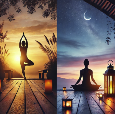 아침요가 저녁요가 비교 사진